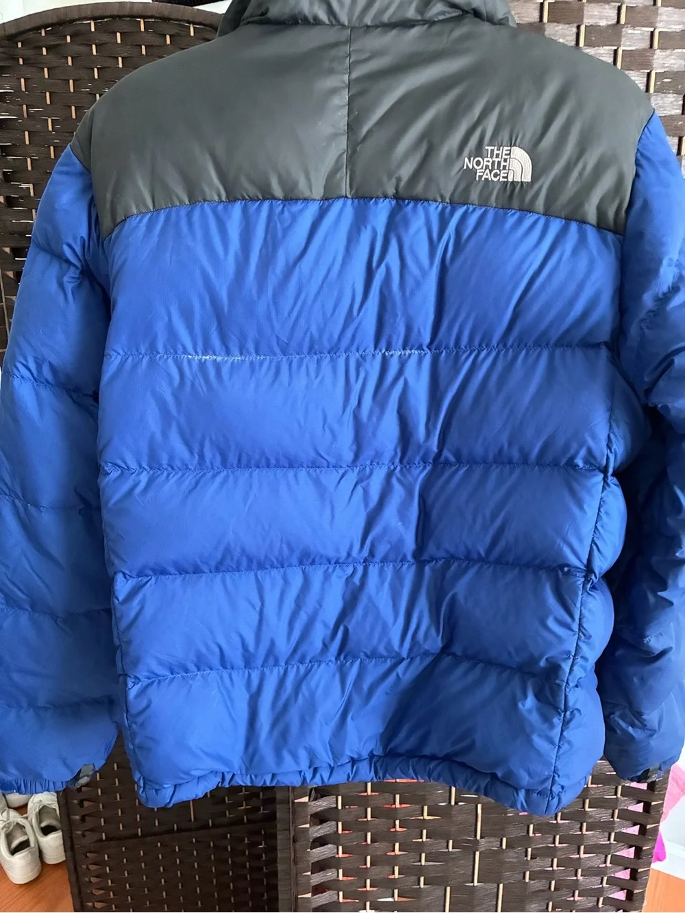 The North Face Blue Puffer Jacket with Black Yokel